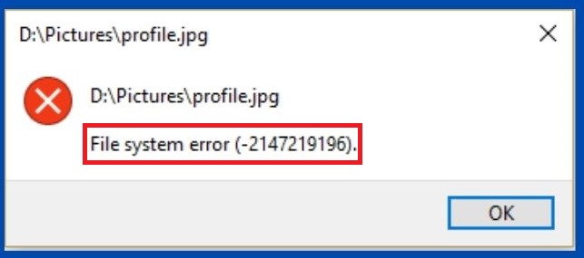 file system error opening photos