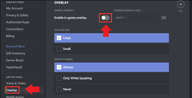 Disable Discord Overlay